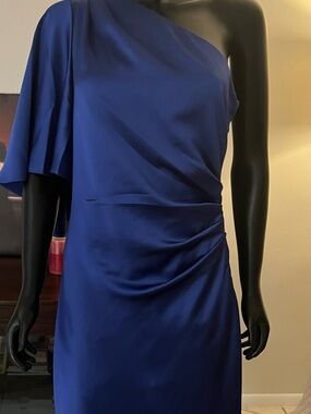 Trina Turk Blue Ruched Dolman Sleeve Cocktail Dress Mobwife